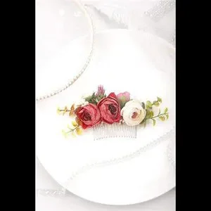 Accessories | Handmade Boho Hair Comb For Brides Floral Red  display picture 1